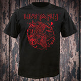 Max Siebel "Live to Fly" tee, blood red on black w/STICKER
