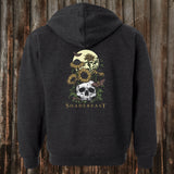 Skull And Flowers Zip Up Hoodie/Sticker Combo
